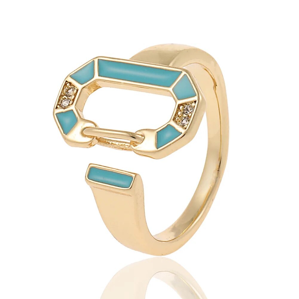 18k gold plated colorful circular rings