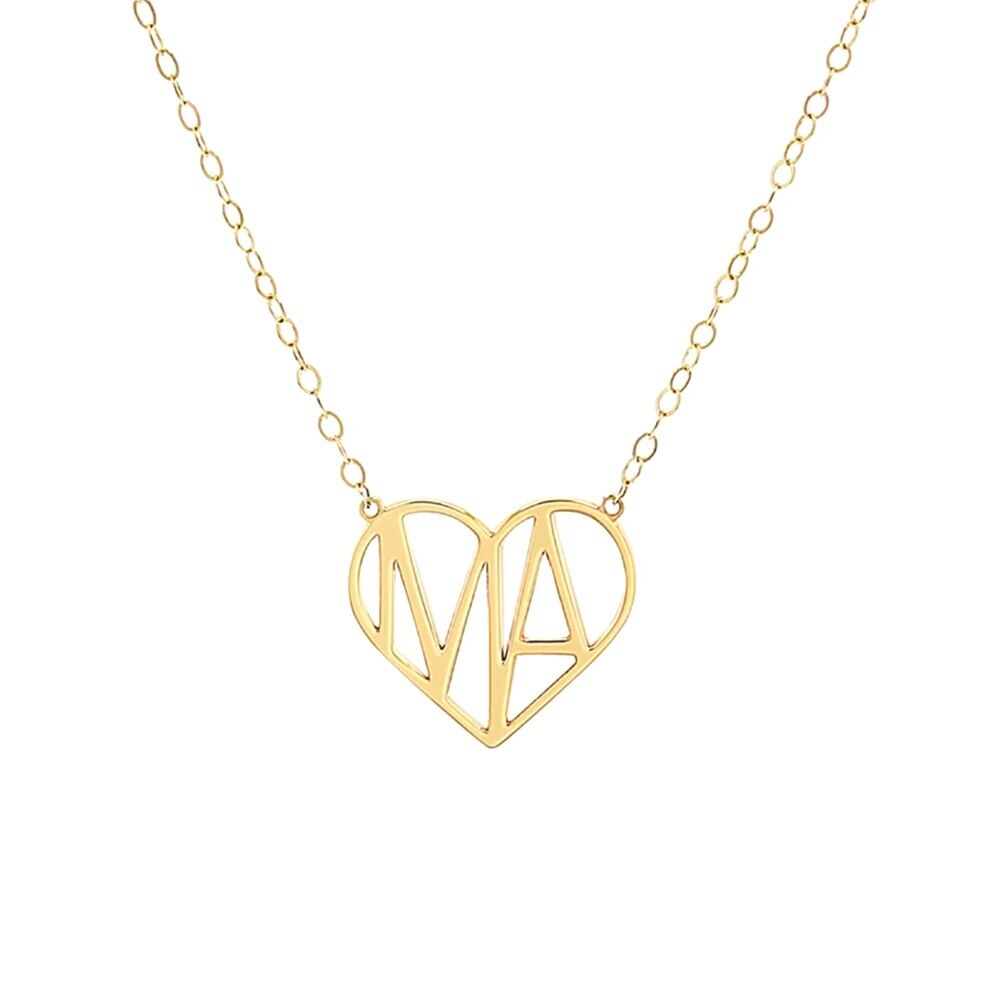 18 Karat Gold Plated Heart and Mother Necklace