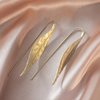 Long 18 Karat Gold Plated leaf earrings for evening dress