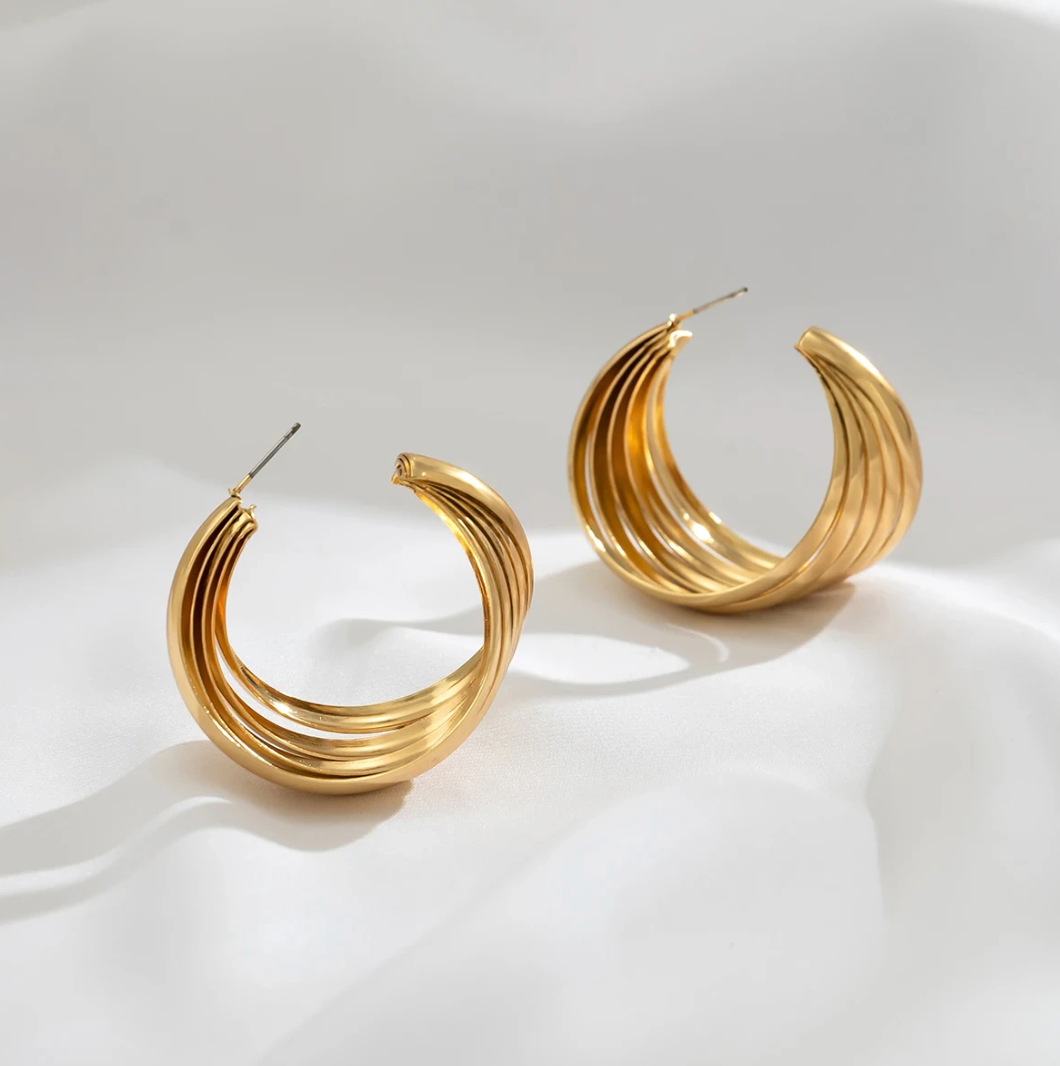 18 Karat Gold Plated Hammock style hoop earrings