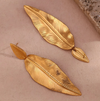 18 Karat Gold Plated Tropical Long Leaf Earrings