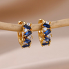 18 Karat blue Gold Plated hoop earrings with space crystals