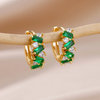 18 Karat green Gold Plated hoop earrings with space crystals