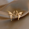 18 Karat Gold Plated enamel butterfly button evening earrings