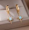 18 Karat Gold Plated hoop earrings with turquoise polar star pendants