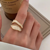 18 Karat Gold Plated white antique ceramic ring