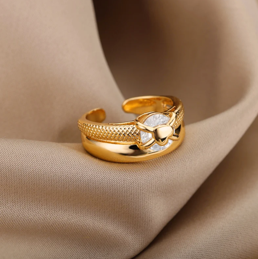 18 Karat Gold Plated ring pure heart