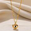 18 Karat Gold Plated Solid Heart 3D Necklace