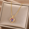 18 Karat Gold Plated necklace with purple heart and rhinestones