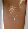 Double 18 Karat Gold Plated necklace with chain and rhinestones