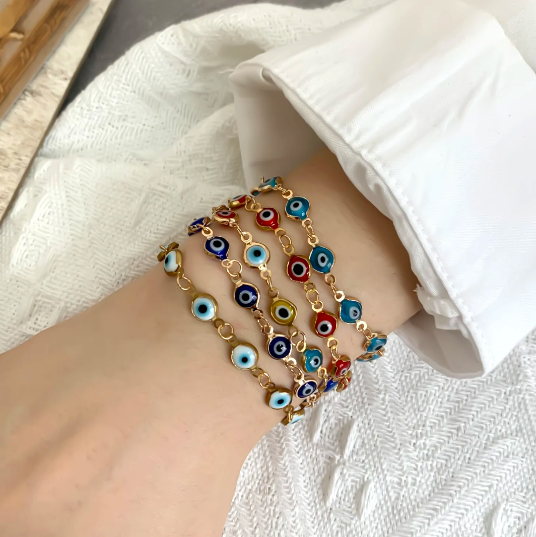 Turquoise 18 Karat Gold Plated bracelet against the evil eye