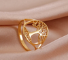 18K gold plated tree of life ring for mom