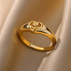 18K Gold plated heart and rose ring