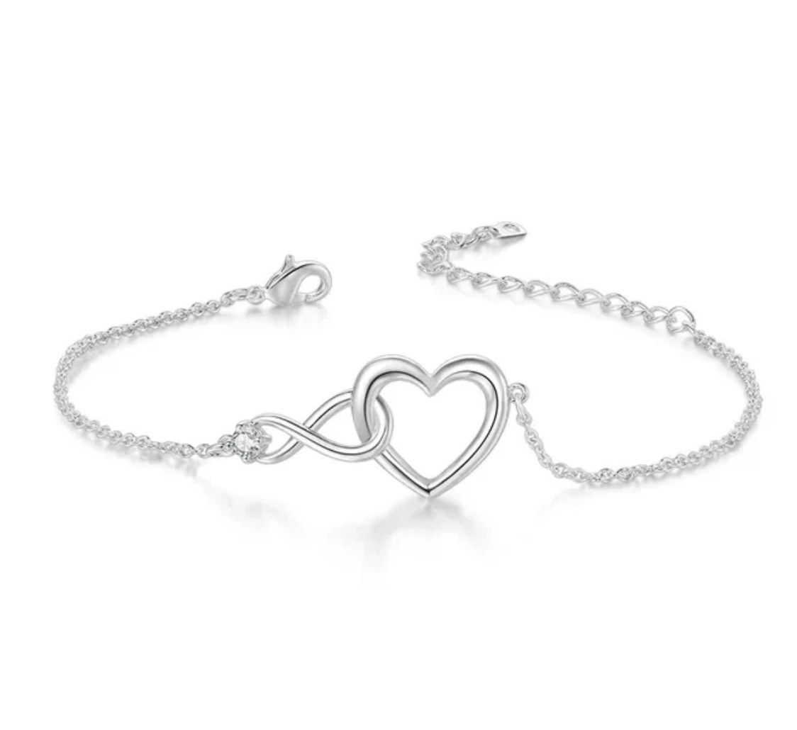 Heart bracelet with infinity in sterling silver 925