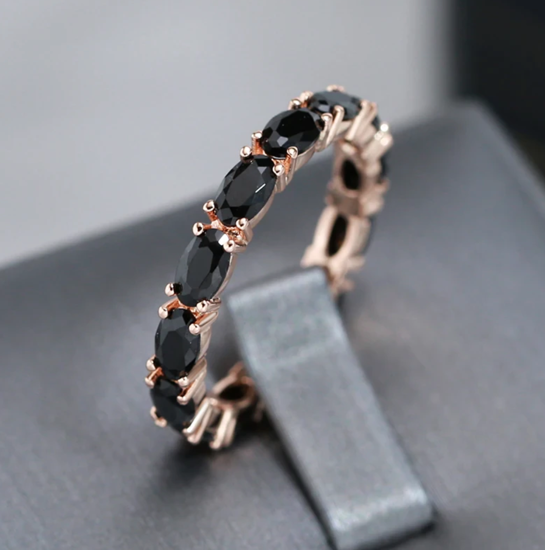 Black zirconia Evening Set with 18K Rose Gold Plating