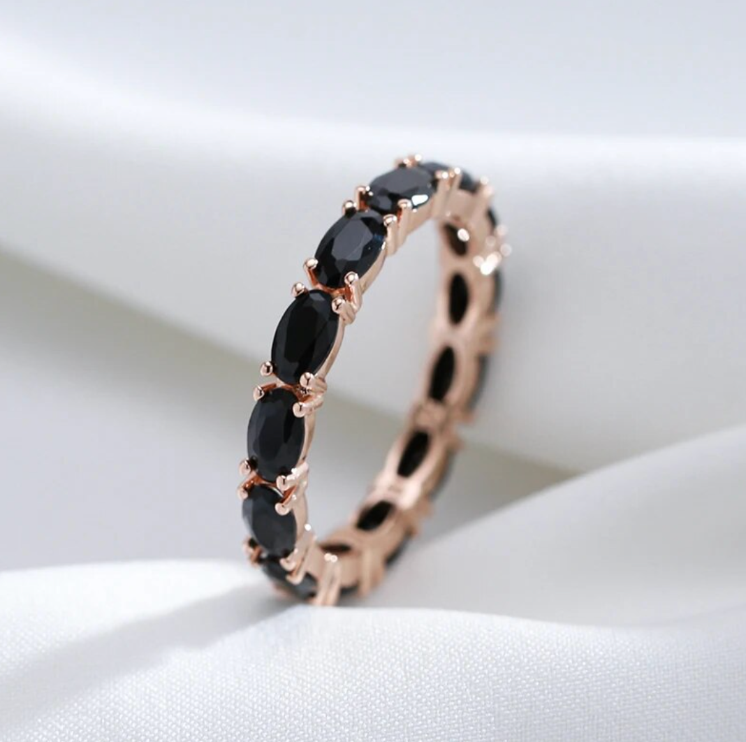 Black zirconia Evening Set with 18K Rose Gold Plating