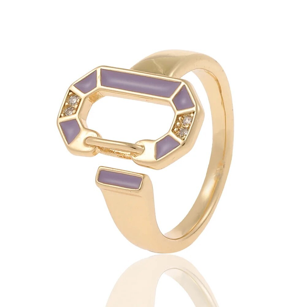 18k gold plated colorful circular rings