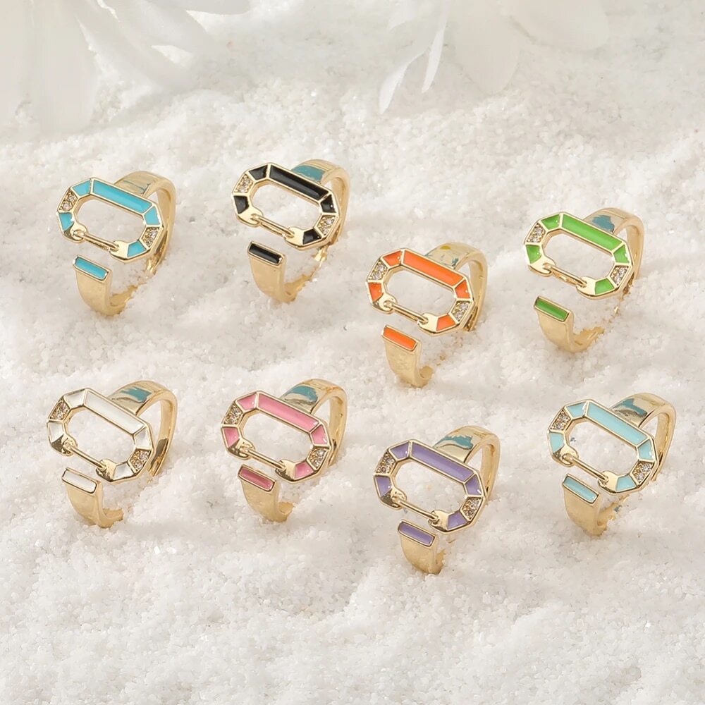 18k gold plated colorful circular rings