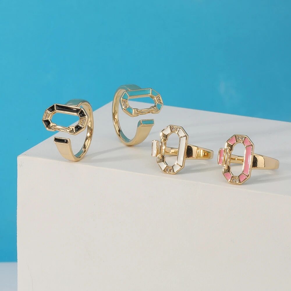 18k gold plated colorful circular rings