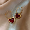 Handmade 18K Gold Plated Enameled LOVE Heart Earrings