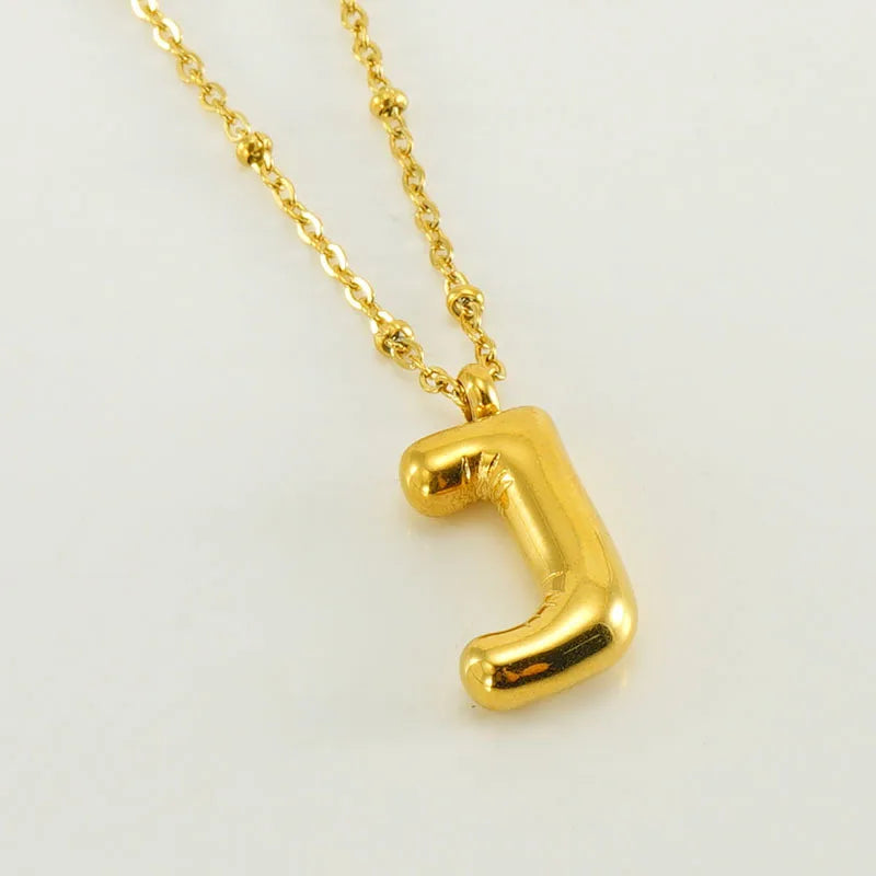 18K Gold Plated Lightweight Balloon Bubble Initial letter Necklace