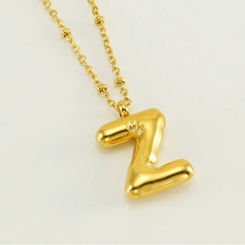 18K Gold Plated Lightweight Balloon Bubble Initial letter Special Necklace