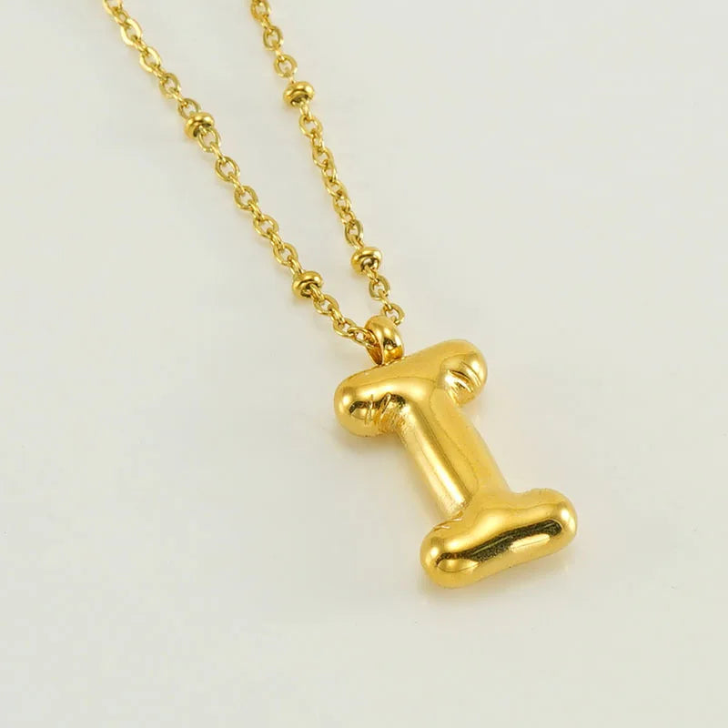 18K Gold Plated Lightweight Balloon Bubble Initial letter Original Necklace