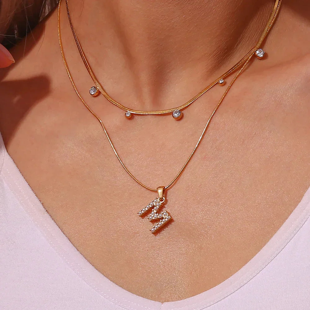 Tiny Natural Pearls Initial Necklace in 18K Gold Plating