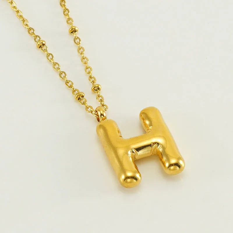 18K Gold Plated Lightweight Balloon Bubble Initial letter Necklace