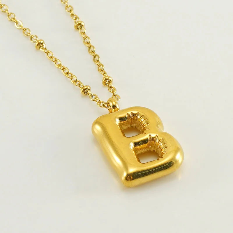 18K Gold Plated Lightweight Balloon Bubble Initial letter Original Necklace