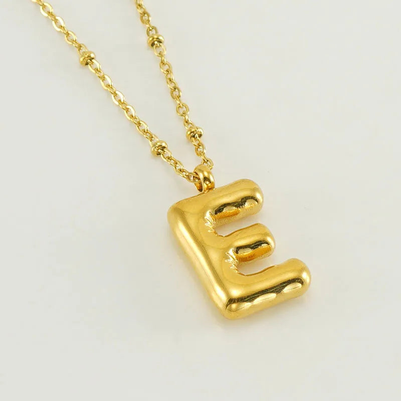 18K Gold Plated Lightweight Balloon Bubble Initial letter Special Necklace