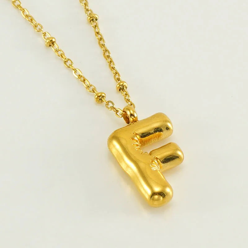 18K Gold Plated Lightweight Balloon Bubble Initial letter Special Necklace