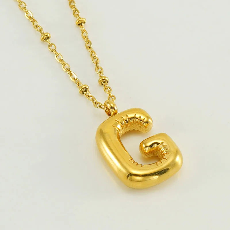 18K Gold Plated Lightweight Balloon Bubble Initial letter Special Necklace