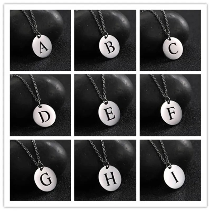 18K Gold Plated Initials engraved in Circle Necklace