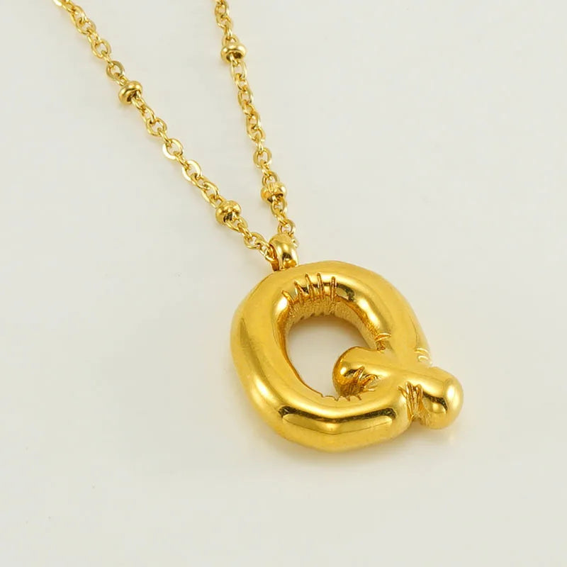 18K Gold Plated Lightweight Balloon Bubble Initial letter Special Necklace