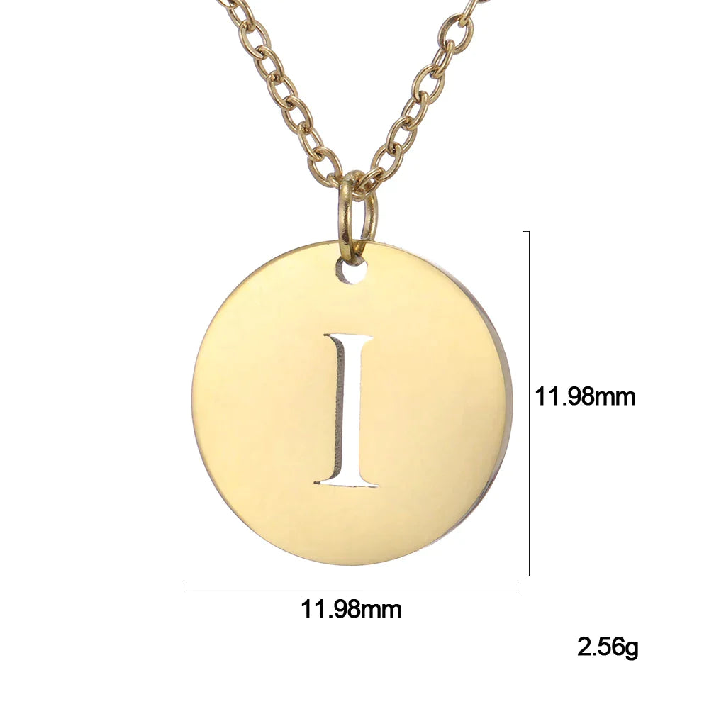 18K Gold Plated Initials engraved in Circle Necklace